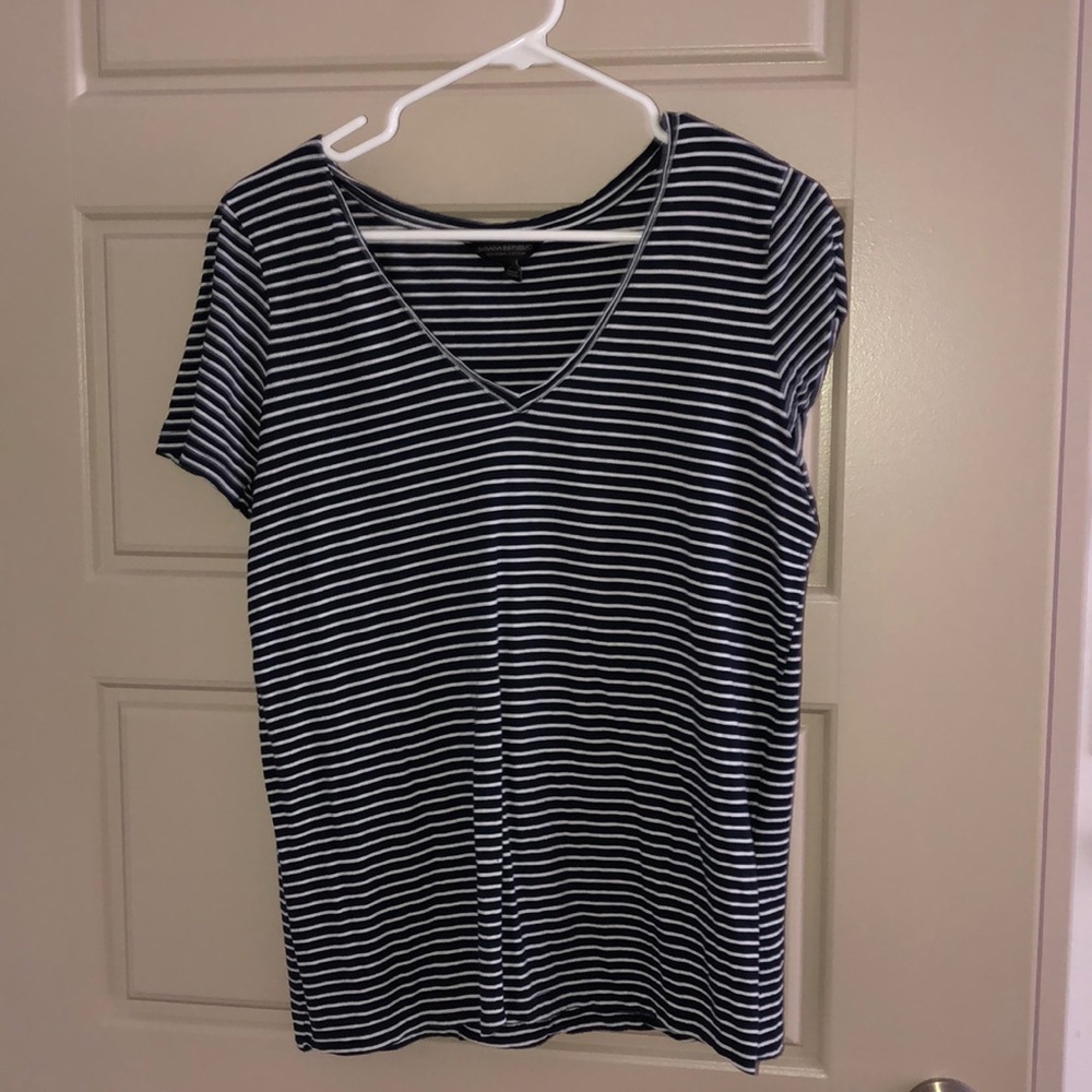 Navy blue and white top